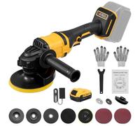 Cordless Angle Grinder 21V Brushless, 30000RPM, 125mm Disc, 1x5000mAh Battery, Fast Charger, Spindle Lock, Continuous Switch - Ideal for Grinders and as A Grinder Tool for Metal, Stone, Wood.