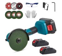 Cordless Angle Grinder 21V with 180° Head Angle Adjustable, Electric Mini Angle Grinder Tool 19500RPM Brushles Motor with 2X 2.0Ah Batteries & 6PCS 76mm Disc for Metal Cutting Grinding Sanding