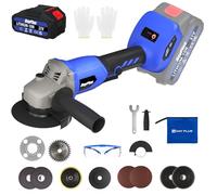 Cordless Angle Grinder, 4-1/2 Inch Brushless Angle Grinder, 10000RPM Brushless Motor Metal Grinder, Portable Grinder with Charger and Storage Bag (with 6000mAh Battery and Charger)
