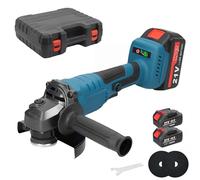 Cordless Angle Grinder, 7000RPM Battery Angle Grinder, 125mm M14 Mini Grinding Tool 21V Brushless with 2 Batteries & 2 Discs, for Cutting Grinding Polishing 2-Position Side Handle