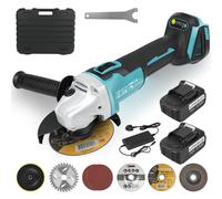 Cordless Angle Grinder, 9000 RPM with 2Pcs 5.5AH Lithium-Ion Battery and Charger for Cutting, Polishing, Grinding, Rust Removal