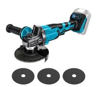 Cordless Angle Grinder, Brushless Angle Grinder Compatible with Makita 18V Battery, Battery Angle Grinder 125MM 8000RPM with 3 Cutting Wheels, with Auxiliary Handle, for Cutting, Grinding