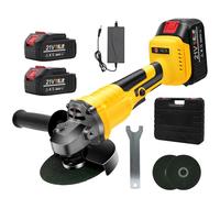Cordless Angle Grinder, Brushless Grinder with 2 Batteries, 125mm M14 Professional Electric Power Tools 23000RPM with 2-Position Auxiliary Handle for Cutting & Grinding