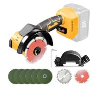 Cordless Angle Grinder Compatible with Dewalt 20V MAX Battery, Brushless Tile Cutter Grinding Machine 3-Speed with 8pcs 4Inch Blades for Metal Wood Tile Plastic (for Dewalt 20V + Bracket)