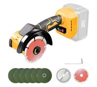 Cordless Angle Grinder Compatible with Dewalt 20V MAX Battery, Brushless Tile Cutter Grinding Machine 3-Speed with 8pcs 4Inch Blades for Metal Wood Tile Plastic (for Dewalt 20V no Bracket)