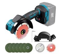Cordless Angle Grinder Compatible with Makita 18V Battery, Brushless Tile Cutter Grinding Machine 3-Speed with 8pcs 4Inch Blades for Metal Wood Tile Plastic (for Makita 18V + Bracket)