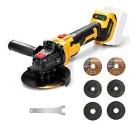 Cordless Angle Grinder for Dewalt 18V 20V Max Battery (No Battery) | Brushless Motor, 3500-6500 RPM, 5 Inch(125 mm) Grinder, 4-Speed Settings, with 6 Discs, for Cutting Grinding Polishing