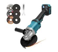 Cordless Angle Grinder for Makita 18V, 125mm 10000RPM Cut Off Tool Electric Grinder Brushless Motor with 6PCS Discs for Wood Plastic Metal Cutting Polishing (NO Battery)