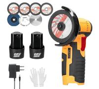Cordless Angle Grinder, Mini Angle Grinder with 2 Batteries, 19500RPM 76mm Small Battery Grinding Tool with 7PCS Cutting Discs, for Wood Ceramic Tile Cutting Polishing Sanding