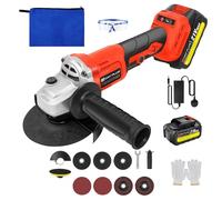 Cordless Angle Grinder with 1300mAh Battery and Charger, 3-Speed Grinder for Cutting, Grinding, Polishing Metal, Wood, Tile, Includes Discs,Saw Blade, Gloves, Goggles, 21V