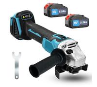 Cordless Angle Grinder with 2 * 5500mAh Battery, 7500 RPM & 125MM Angle Grinder Kit with 2-Position Adjustable Auxiliary Handle for Cutting, Grinding