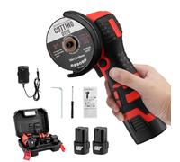 Cordless Angle Grinder with 2 Cutting Discs,19500RPM Mini Battery Grinder with 2x2000mAh Battery,76mm Small Angle Tool for Cutting, Polishing and Grinding