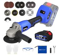 Cordless Angle Grinder with 21V 6000mAh Lithium-ion Battery, Brushless Cutting, Charger, 115mm Cutting Disc and Electric Tool Bag - Including Support Handle and Protective Suit for Work