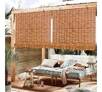 Cordless Bamboo Roller Blinds, Bamboo Exterior Privacy Screen Shade Blinds 24" 32" 48" 56" 68" W Sun Shade Roll up Blinds with Lifting System Decorative/Waterproof/Breathable (Size : 127x153cm/50x60i