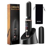 Cordless Beard Straightener for Men with Charging Dock, 30s Quick Heat 5000mAh Rechargeable Brush with 3 Temp. (max 200°) Anti-Scald, Electric Facial Beard Styler Comb, Auto-Off, for Travel