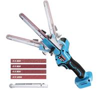 Cordless Belt Sander Compatible with Makita 18V Battery, Brushless Detail Sander with 6 Speeds, 3/8'' & 1/2'' Sanding Arms and 16 Sanding Belts(40/60/80/120#) for Wood, Metal and Plastic (Tool Only)