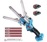 Cordless Belt Sander with 2x2.0Ah Battery, Brushless Detail Sander with 6 Speeds, 3/8'' & 1/2'' Sanding Arms and 16 Sanding Belts(40/60/80/120#) for Wood, Metal and Plastic