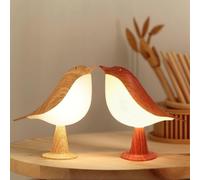 Cordless Bird-Shaped Table Lamp | 3-Color Touch Night Light, 2600mAh Rechargeable, Detachable & Aroma Diffuser for Kids' Room Decor (Red & Yellow)