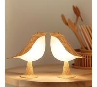 Cordless Bird-Shaped Table Lamp | 3-Color Touch Night Light, 2600mAh Rechargeable, Detachable & Aroma Diffuser for Kids' Room Decor (Yellow-2 Pack)