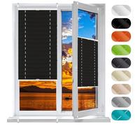 Cordless Blackout Pleated Blinds 78x135cm - Easy No-Tool Installation, Light-Blocking Window Treatment, No-Drill Roller Shades for Home, Office, or Door - Sleek Black Design