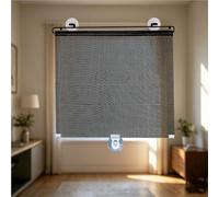 Cordless Blackout Roller Shades Blinds, No Drill Retractable Window Shades with Suction Cups, UV Protection Sunshade Privacy Curtain for Kitchen Bedroom Car Office(Black Dots,W80 x H100cm)