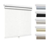 Cordless Blackout Roller Shades Roller Blinds Pull Down Shades for Windows No Drill Easy Install Thermal Insulated UV Protection Room Darkening Window Covers for Home Bedroom Office(White,Custom Size)