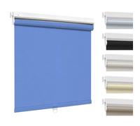 Cordless Blackout Roller Shades Roller Blinds Pull Down Shades for Windows No Drill Easy Install Thermal Insulated UV Protection Room Darkening Window Covers for Home Bedroom Office(Blue,Custom Size)