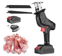 Cordless Bone Saw - Electric Handheld Cutter with Speed Adjustment and Non-Slip Handle, Includes 2 Blades for Wood, Metal, and PVC