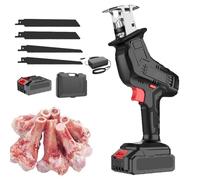 Cordless Bone Saw - Electric Handheld Cutter with Speed Adjustment and Non-Slip Handle, Includes 2 Blades for Wood, Metal, and PVC