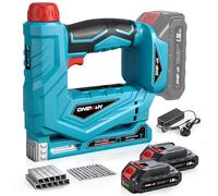 Cordless Brad Nailer - 2-in-1 Battery Nail Gun, Electric Stapler with Depth Adjustment, 2x1.5Ah Battery,1000pcs U-Staples (6-14mm JT21) & T-Brad Nails (6-15mm 18GA), for Carpentry/Upholstery DIY