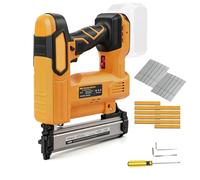 Cordless Brad Nailer for Dewalt 18V 20V, 2 in 1 Electric Stapler Nailer Gun 18GA Nail Staple Gun with 1000Pcs Nails, 1000Pcs Staples for Carpentry Upholstery DIY Projects (Yellow, for Dewalt)