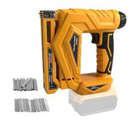 Cordless Brad Nailer Staple Gun Compatible with Dewalt 18V/20V, Brushless 18GA Nail Gun Electric Stapler with 1000pcs Nails 1000pcs Staples for Home Improvement, DIY and Woodworking (Yellow)