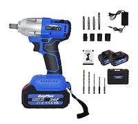 Cordless Brushless Impact Wrench, 18/20V Impact Gun, 420Nm Electric Wrench Driver, 2x 6.0Ah Battery, 1/2 Inch Chuck, 3200IPM Impact Frequency, with Socket Set 14/17/19/21mm for Car Wheel Nut Remover