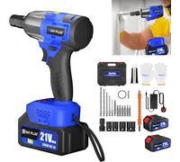Cordless Brushless Impact Wrench & Eletric Drill, High Torque 420N.m with 2X 3Ah Batteries & Charger, 4pcs Impact Sockets & 12 Drill Accessorie