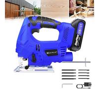 Cordless Brushless Jigsaw with 1500mAh Battery, 4 Orbital Settings Electric Jigsaw for Wood Metal PVC Cutting, 3000SPM, 45° Bevel Adjustment, LED Light, Fast Charger