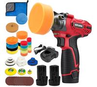 Cordless Buffer Polisher, 12V Mini Wax Buffer & Sander with 2 x 2.5Ah Battery & Charger, 1/2/3" Backing Plate, 40 Polishing Pads, Variable Speed for Car Detailing, Buffing, Sanding, Wax