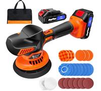 Cordless Buffer Polisher, 2 Pack 21V 1500mAh Batteries, 6 Variable Speed 2800-5500RPM, Car Polishing Machine for Cars Detailing, Polishing, Waxing, Scratch Removing, with Carry Bag