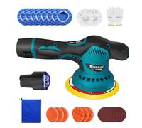 Cordless Car Buffer Electric Polishing Machine with 2pcs 2.0Ah Batteries, 6 Inch Portable Buffer Kit 8 Variable Speed, with Sponge Pads, Sandpaper Accessories for Car Waxing, Scratch Repair