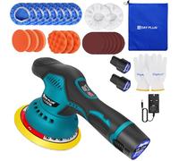 Cordless Car Buffer Polisher, 12V Mini Car Polisher Kit with 2X 2.0Ah Li-ion Batteries, 2800-5500RPM Variable Speed Portable Electric Buffer & Sander Machine Kit for Car Detailing/Waxing/Sanding