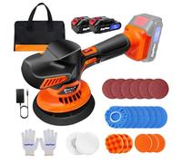Cordless Car Buffer Polisher 21V, 6 Variable Speed 2800-5500RPM, 12mm Orbit, with 2X 1.5Ah Batteries & 24PCS Accessories, for Car Boat Polishing Waxing