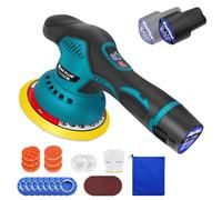 Cordless Car Buffer Polisher 2pcs 2.0Ah Batteries, Dual Action 6 Inch Portable Compact Polishing Machine Kit 2800-5500RPM 8 Speeds 125-150mm Buffing Pad, LED Display for Car Detailing Polish