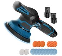 Cordless Car Buffer Polisher 6 Inch, 12V Electric Polisher Kit with 2PCS 12V 3.0Ah Battery, 6 Variable Speed 5000RPM Portable Wireless Buffer Kit for Car Detailing/Polishing/Waxing
