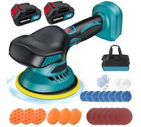 Cordless Car Buffer Polisher 6 Inch Portable Polishing Waxer Machine Kit 2500-5000 RPM 6 Variable Speeds 145mm Base for Car Detailing Polish Buffing Sanding DIY with 2PCS 3.0Ah Battery