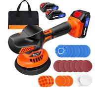 Cordless Car Buffer Polisher, 6 Variable Speed 2800-5500RPM Car Polishing Machine with 2X 21V 1.5Ah Batteries and 27pcs Attachments, Portable Electric Polisher Kit for Car Detailing Scratch Removing