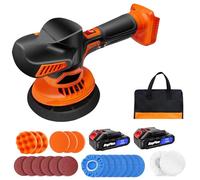 Cordless Car Buffer Polisher, 6 Variable Speed 5500RPM Car Polisher Kit, 12mmOrbital, 2Pcs 1.5Ah Batteries, 28-Piece Portable Polishing Kit with Carry Bag for Cars, Boat, Wall, Floor, DIY
