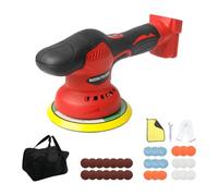 Cordless Car Buffer Polisher Compatible with Dewalt 18/21V Battery, 8 Variable Speeds Car Polisher 145mm Portable Orbital Buffer Polisher Kit for Car Detailing Waxing Polishing(No Battery) (Red)
