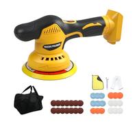 Cordless Car Buffer Polisher Compatible with Dewalt 18/21V Battery, 8 Variable Speeds Car Polisher 145mm Portable Orbital Buffer Polisher Kit for Car Detailing Waxing Polishing(No Battery) (Yellow)