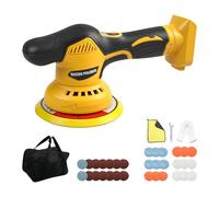 Cordless Car Buffer Polisher Compatible with Dewalt 20V Battery, 8 Variable Speeds Car Polisher, 6 Inch Orbital Buffer Waxer Kit for Car Detailing Waxing Polishing (Yellow)