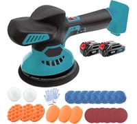Cordless Car Buffer Polisher, Compatible with Makita 18V Battery, 6 Variable Speed 1800-5800RPM, Extra 24PCS Attachments, 145mm Base, with 2 x3.0 Ah Batteries, for Auto Sanding Polishing