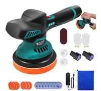 Cordless Car Buffer Polisher Machine, 300W Powerful Brushless Electric Car Polishers and Buffers with2*12V 2.0Ah Batteries, 2800-5500 RPM, 6 Variable Speed Battery Cars Polisher Kit, Green